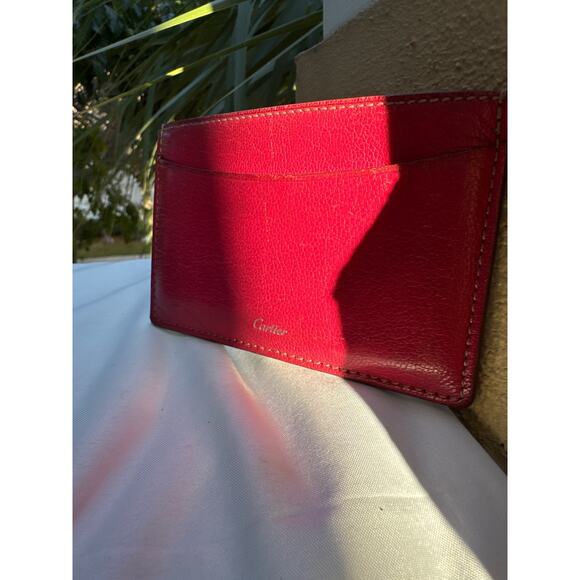 🍒 CARTIER Red Card Holder - Simple Elegant Unisex - Picture 3 of 6